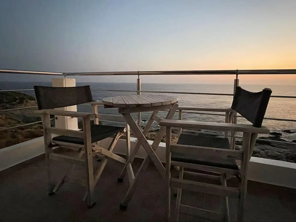 Private Kochili balcony looking directly across the Aegean Sea